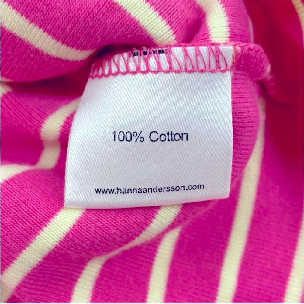 Hanna Andersson Dress Girls 4 100 cm Pink White Stripes Old Style Buttons Spring - Picture 3 of 3